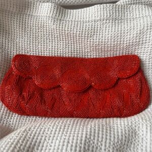 Vintage 1950s Jolles Original Orange Beaded Clutch – Mid-Century Evening Purse